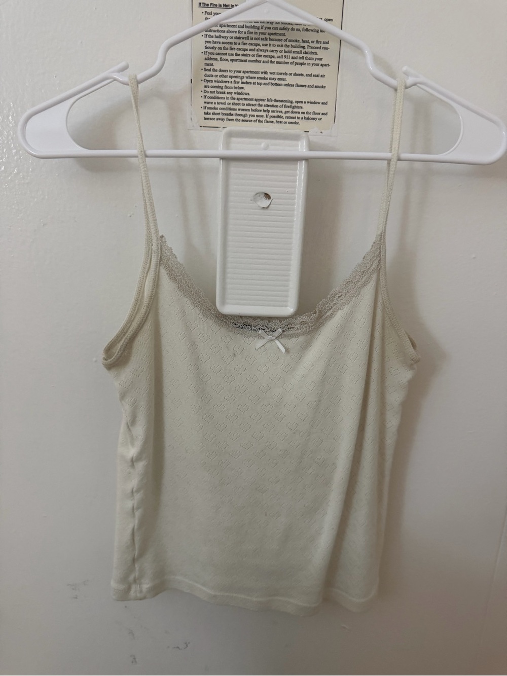 Brandy Melville Ivory Lace-Trim Spaghetti Strap Tank